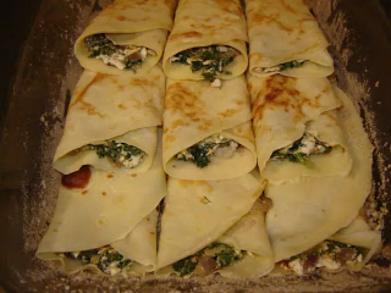 Clatite la cuptor cu spanac si branza / Baked pancakes with spinach and cheese