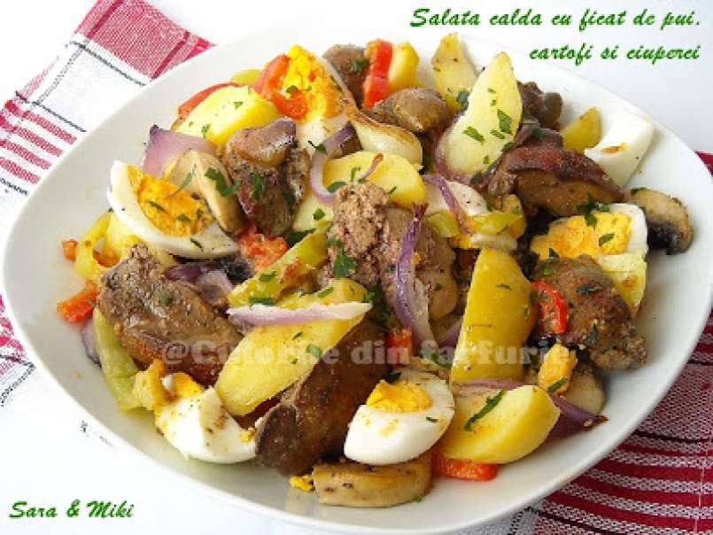 Salata calda cu ficat de pui, cartofi si ciuperci - poza 2