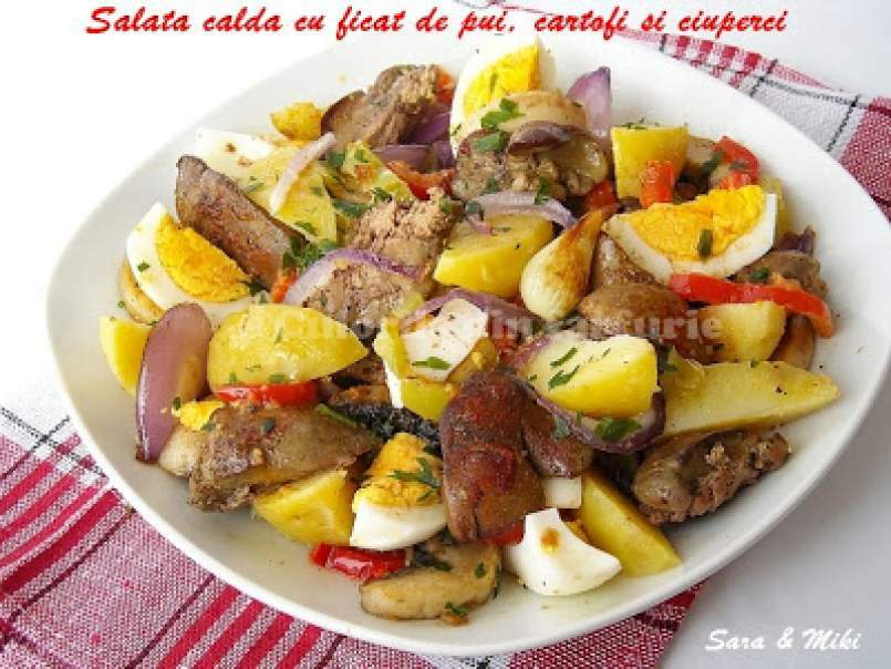 Salata calda cu ficat de pui, cartofi si ciuperci - poza 3