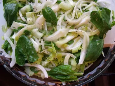 Salata cu fenicul, telina apio si spanac(fennel, apio and spinach salad)