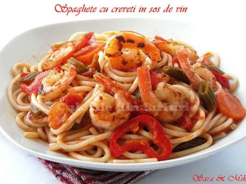 Spaghete cu creveti in sos de vin - poza 3
