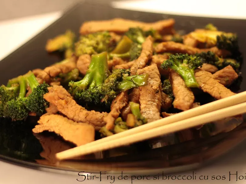 Stir-Fry de porc si broccoli cu ghimbir si sos Hoisin