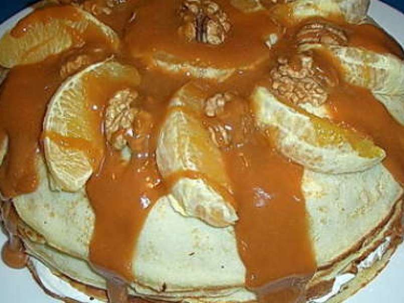 Tort de clatite cu portocale si sirop caramel - poza 3
