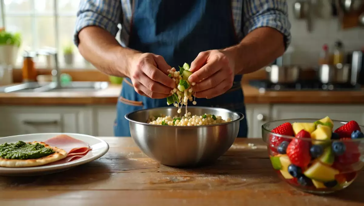 Meniul zilnic, 18 iulie: pinsa cu pesto, salată de cușcuș și sangria fără alcool