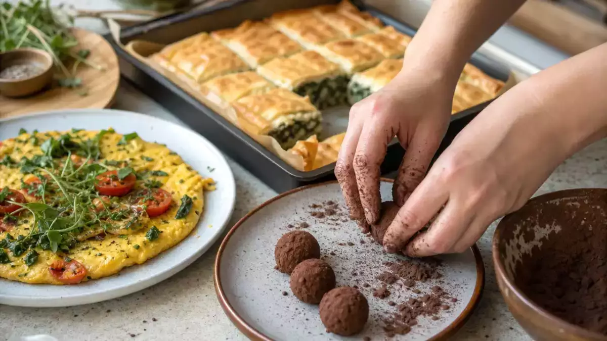 Meniul zilnic, 29 august: omletă de tofu, spanakopita grecească și brigadeiro sănătos
