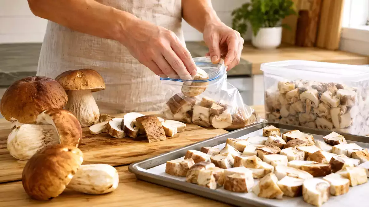 Ciuperci porcini proaspete în congelator: pasul simplu care păstrează cel mai bine aroma și textura