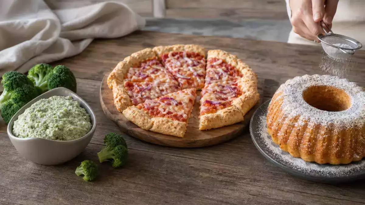 Meniul zilei, 17 octombrie: broccoli cu maioneză, pizza cu brânză cottage și prăjitură cu brânză