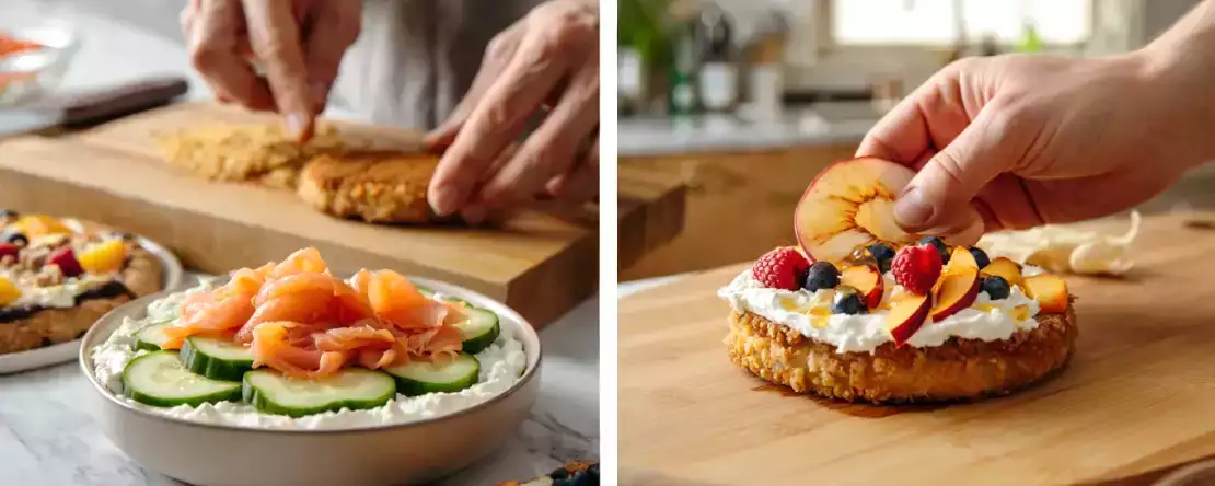 Meniul zilei, 11 iulie: burger cu pui pane în stil coreean, tartă de vară cu ricotta și pizza cu fructe