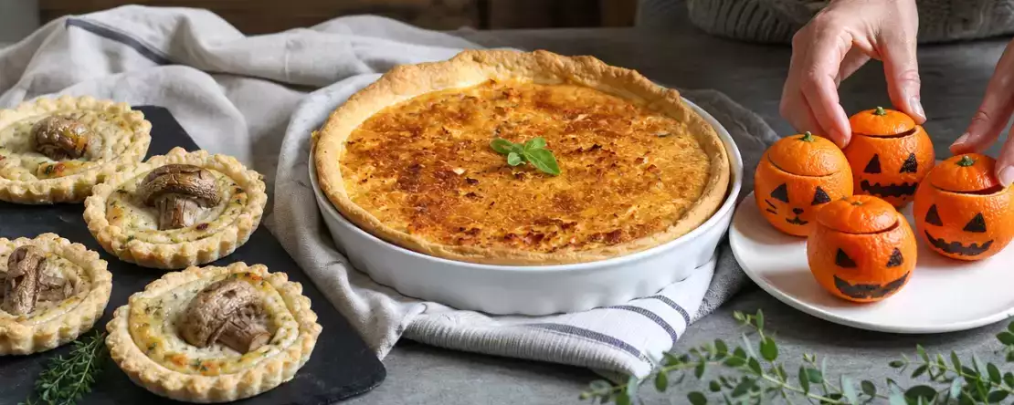 Meniul zilei, 29 octombrie: tarte de Halloween, quiche cu somon și clementine cu mousse de ciocolată