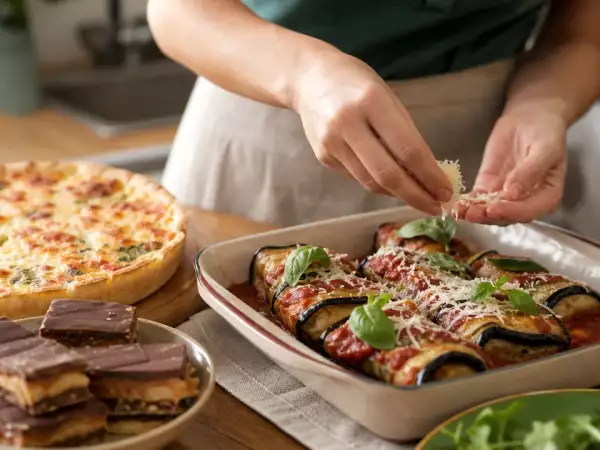 Meniul zilei, 30 august: quiche-uri cu tortilla, rulouri cu vinete și biscuiți twix delicioși