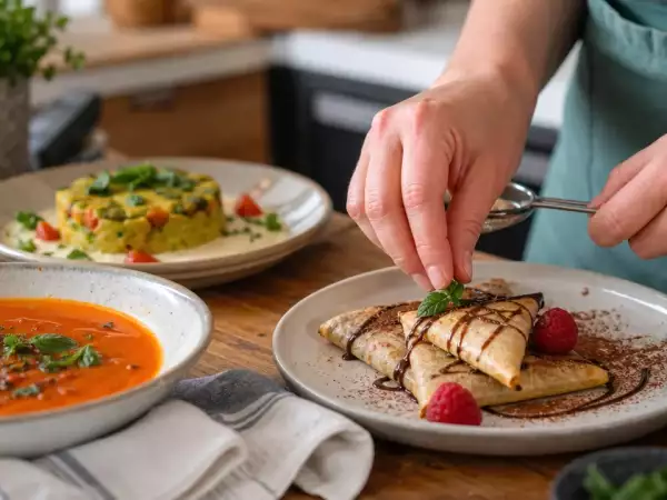 Meniul zilei, 28 august: moelleux cu legume, supă de roșii și clătite samosas