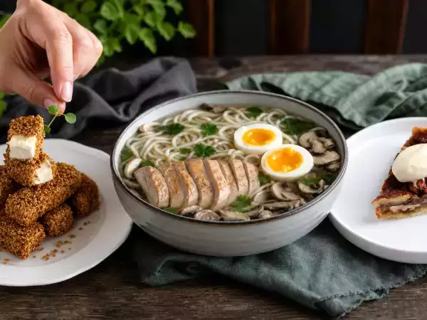 Meniul zilei, 12 octombrie: sticksuri cu feta, ramen cu pui și plăcintă cu nuci pecan