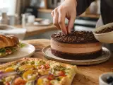 Articole: Meniul zilei, 10 septembrie: Sandwich croissant, focaccia decorată și tort triplu cu mousse de ciocolată