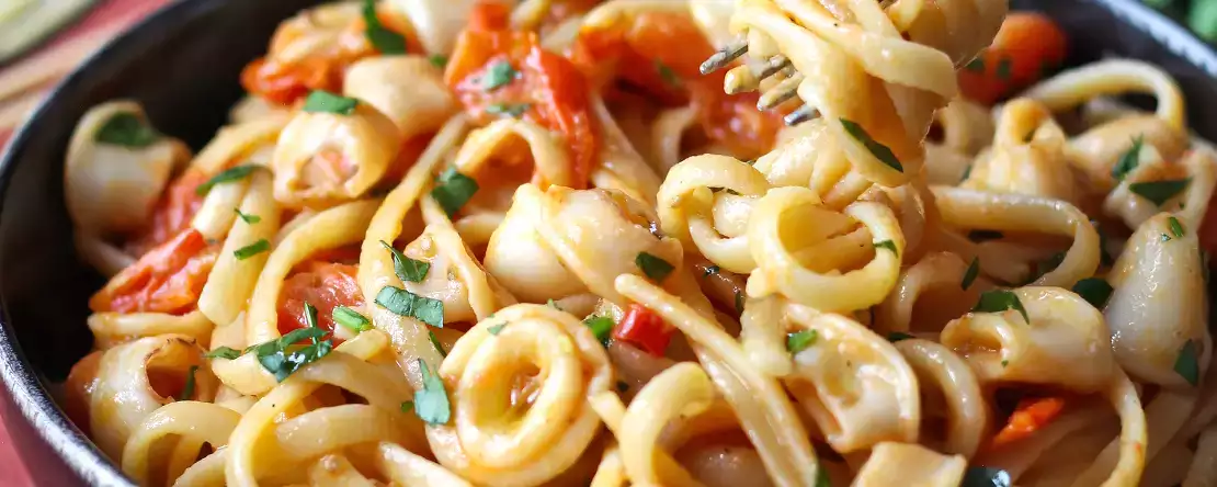 Paste cu calamar congelat și roșii cherry: rețetă simplă și gustoasă