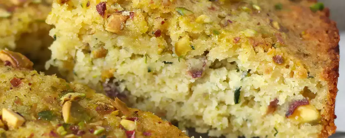 Prăjitură ultramoale cu fistic, lime și dovlecel