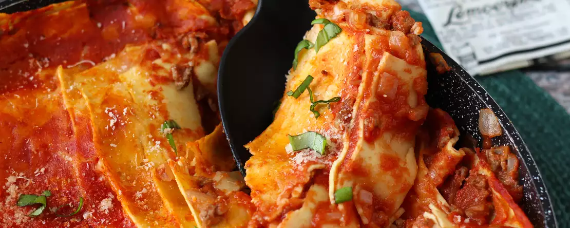 Lasagna cu sos bolognese la tigaie