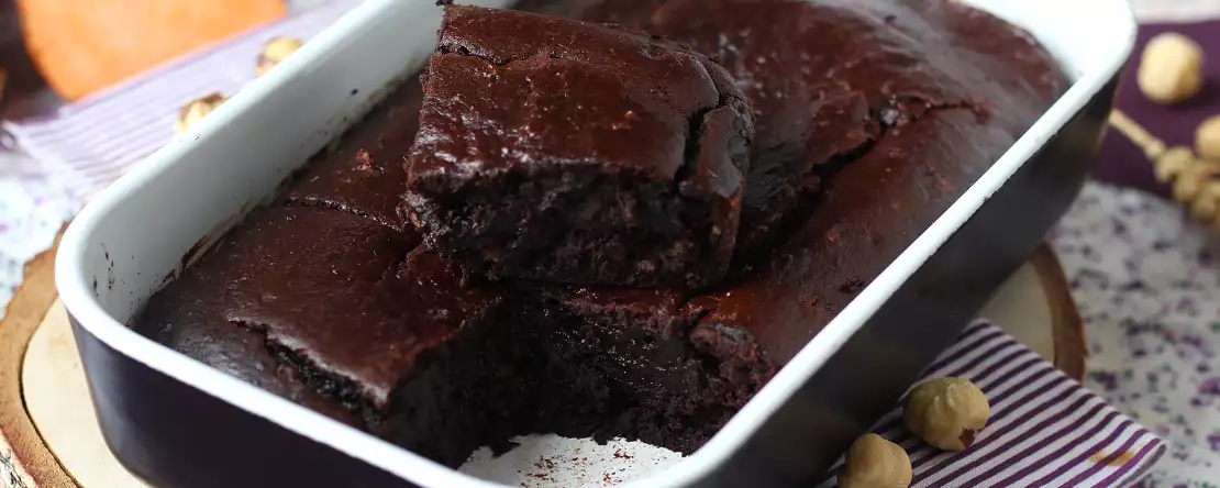 Brownie cu cartof dulce, fără unt și ulei
