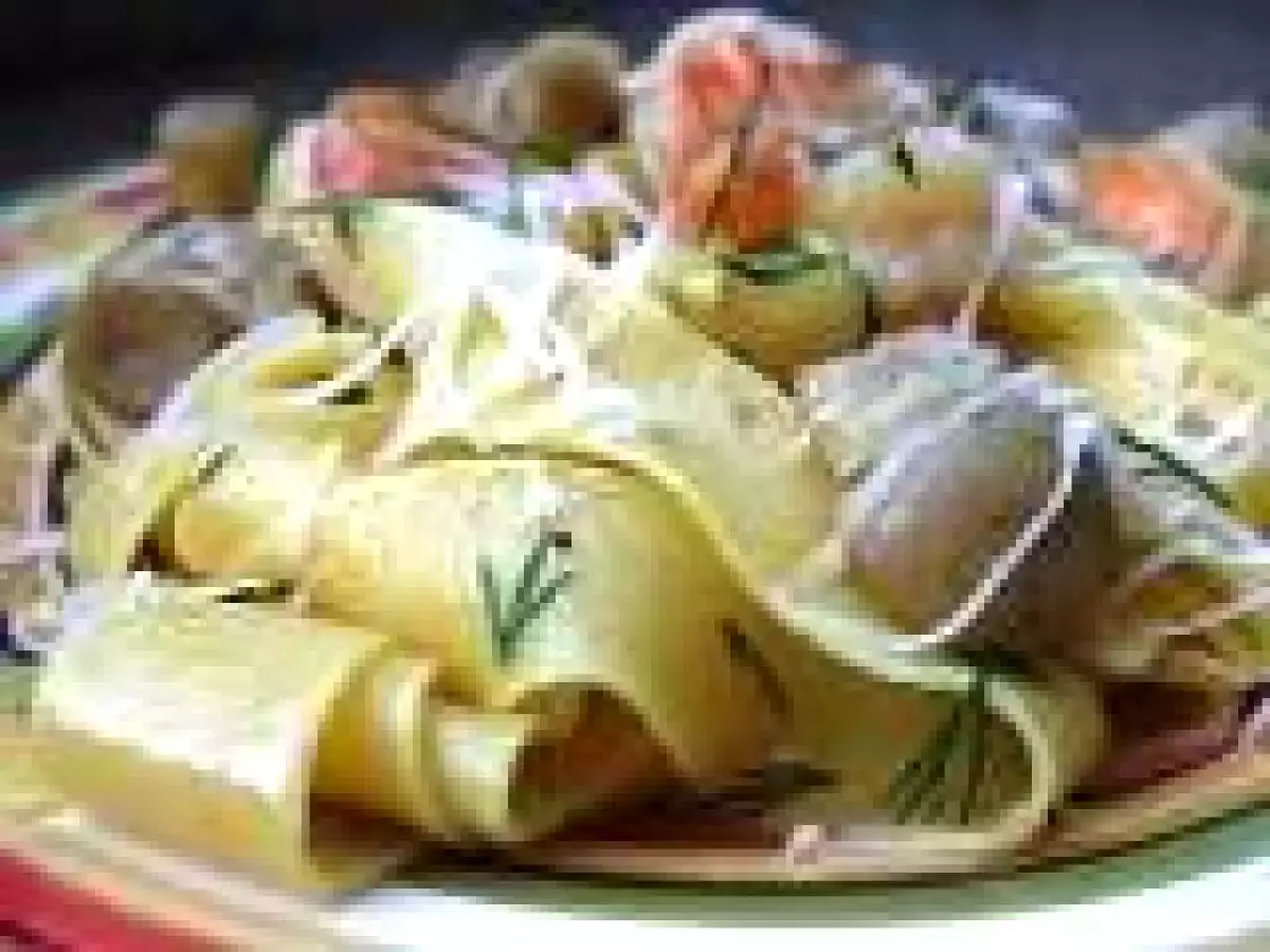 Pappardelle cu ciuperci si creveti
