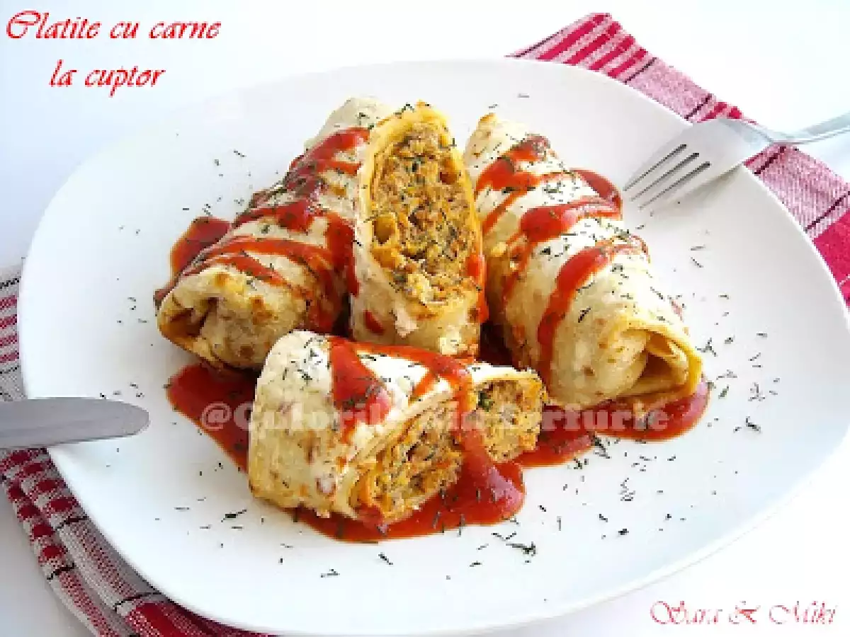 Rețetă Clatite cu carne la cuptor