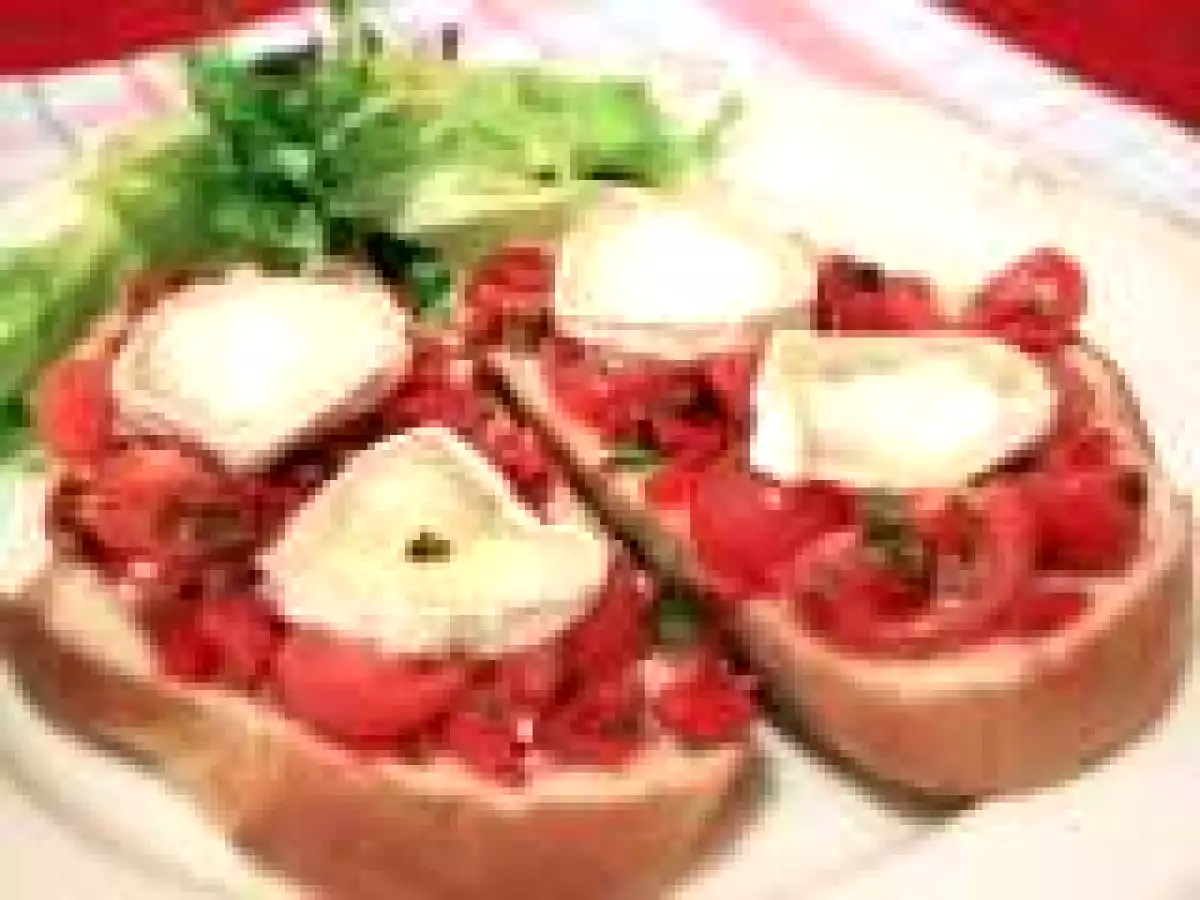 Bruschete cu Ardei Copt si Branza de Capra