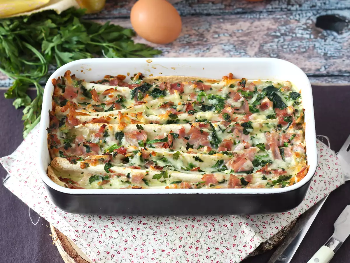 Rețetă Ce să faci cu tortilla, șuncă presată, spanac și mozzarella?