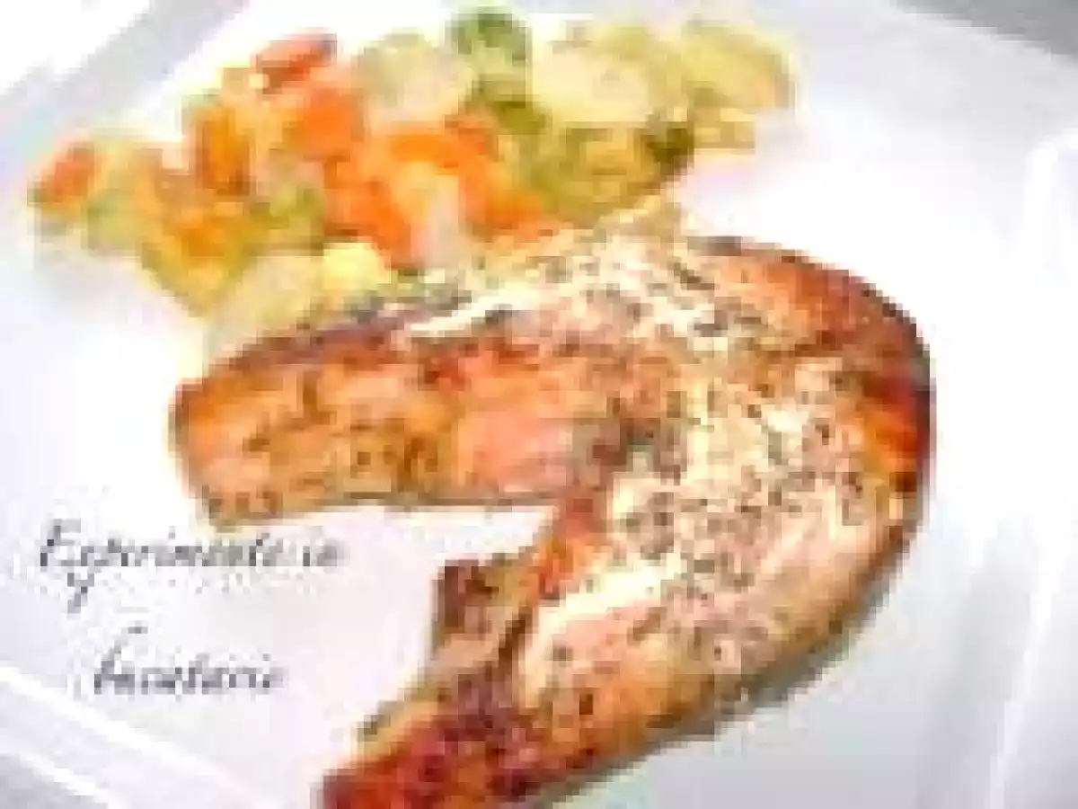 Medalioane de somon marinate, la cuptor