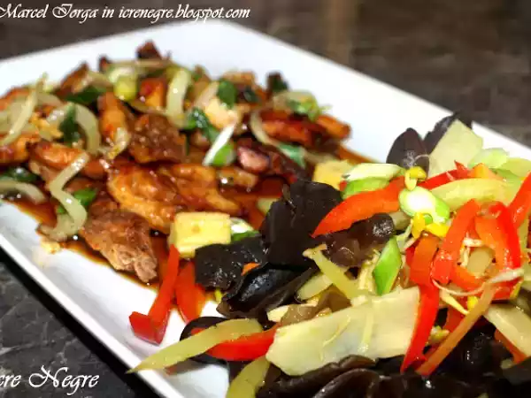 Rețetă Pui mongolez (cu garnitura chinezeasca de legume)
