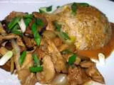 Rețetă Sote de pui cu ciuperci Shiitake si orez cu legume