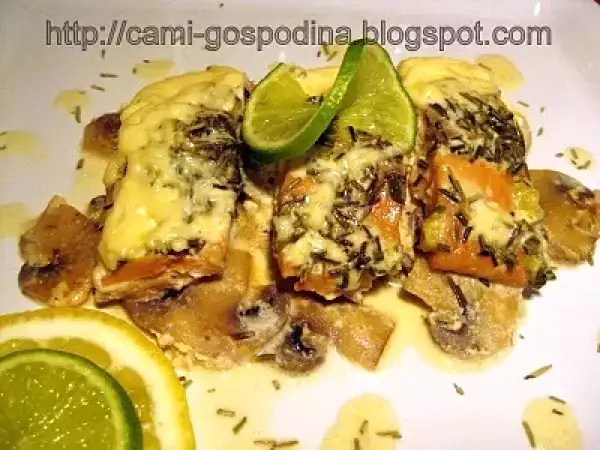 Rețetă Somon pe pat de ciuperci