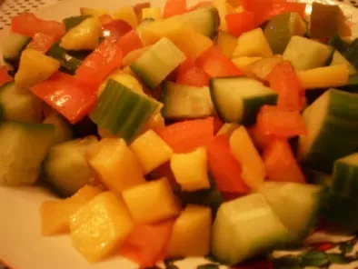 Rețetă Salata de mango, rosie si castravete