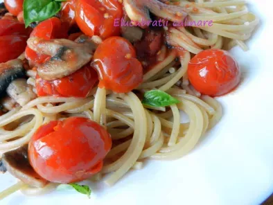 Rețetă Spaghete cu ciuperci și roșii cherry