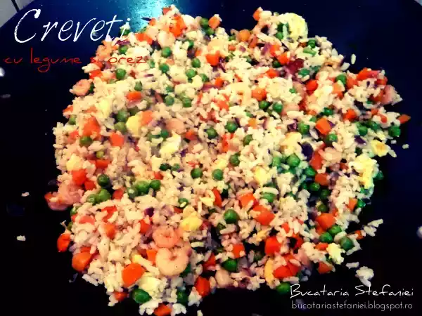 Rețetă Creveti cu legume si orez la wok