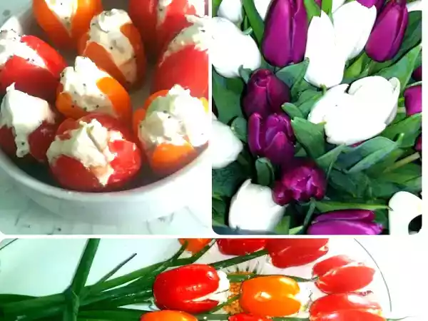 Rețetă Lalele din roșii cherry cu branza kiri