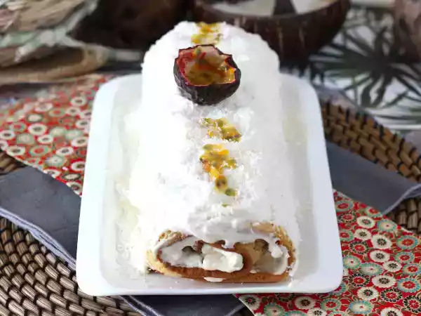Rețetă Ruladă cu fructul pasiunii si nucă de cocos