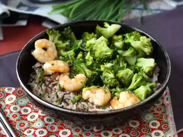 Rețetă Orez brun cu broccoli și creveti! ușor și echilibrat