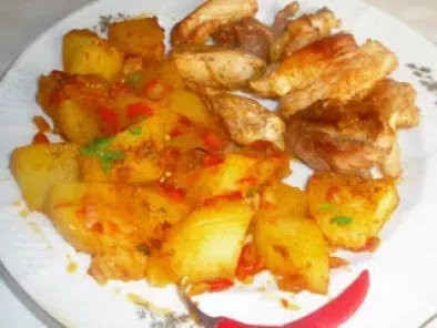 Cartofi taranesti cu friptura de pui