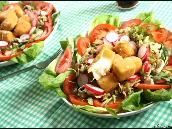 Rețetă Salata cu cascaval pane si carpaccio de ciuperci