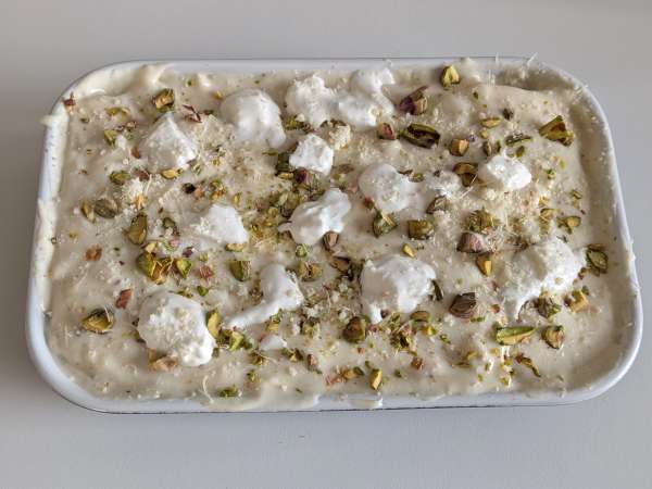 Lasagna de somon cu burrata și fistic cremos și crocant - Preparare etapa 7