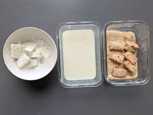 Nuggets crocanți de tofu și fasole verde în stil thailandez, preparați în friteuza cu aer cald - Preparare etapa 4