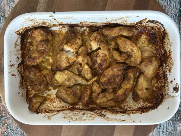 Shaworma de pui la Air Fryer, cu lipie și sos tahini - Preparare etapa 6