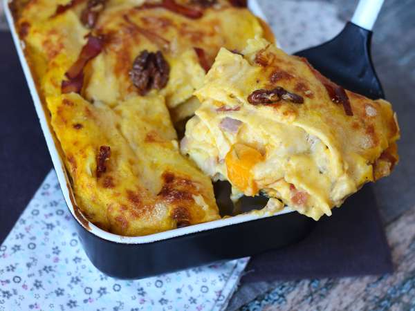 Lasagna cu dovleac, speck și nuci cremoase și crocante - Preparare etapa 10