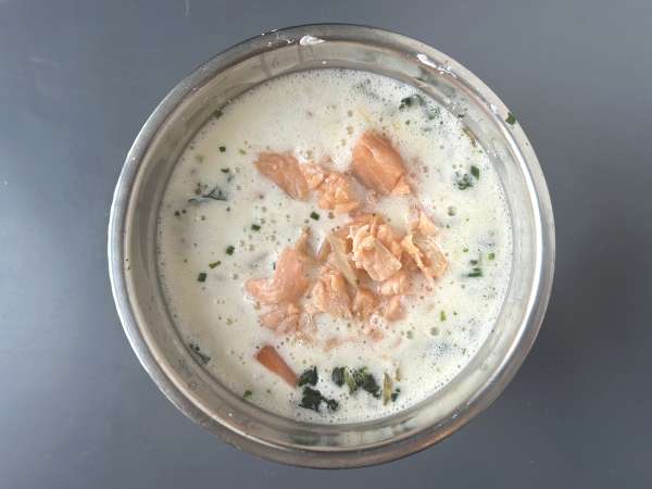 Quiche fără aluat cu somon, spanac și brânză cottage - Preparare etapa 6