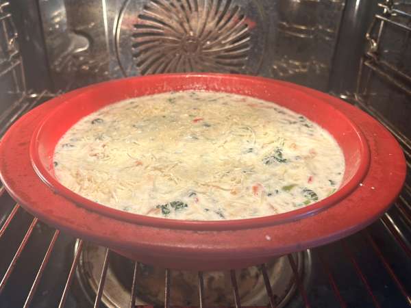 Quiche fără aluat cu somon, spanac și brânză cottage - Preparare etapa 8