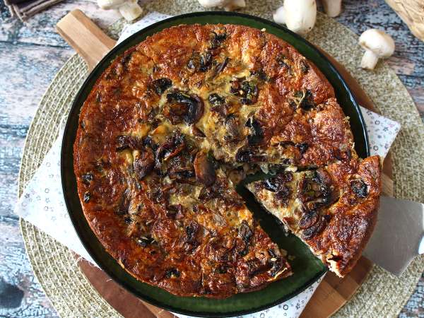 Quiche fără aluat cu ciuperci, bacon și brânză cottage - Preparare etapa 9