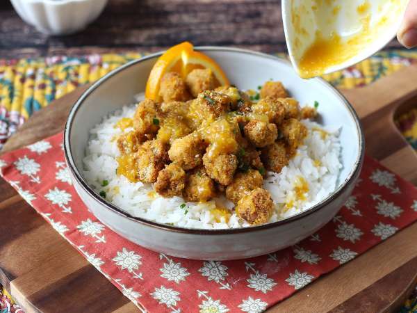 Tofu crocant cu portocale, în stilul „orange chicken” - Preparare etapa 6