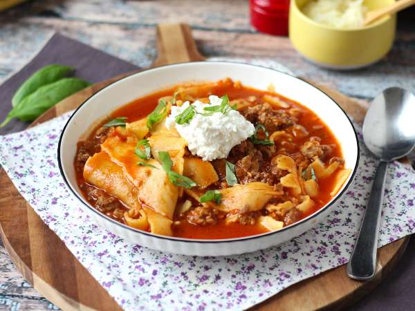 Supă de lasagna cu carne, ricotta și parmezan - Preparare etapa 7