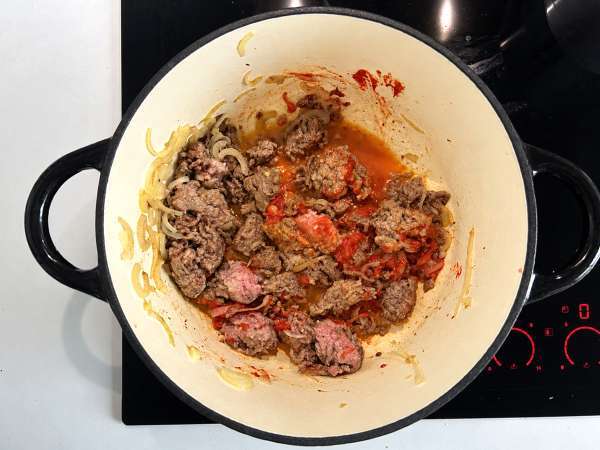 Mâncare într-o singură oală cu dovleac și carne tocată: cremoasă și reconfortantă - Preparare etapa 3
