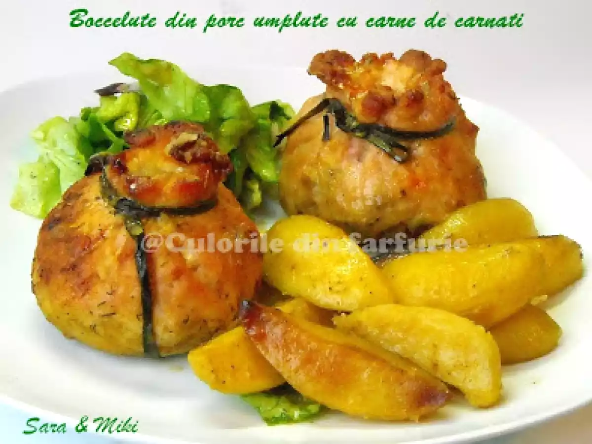 Boccelute din porc umplute cu carne de carnati