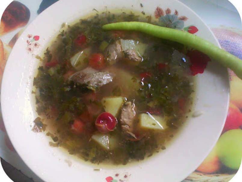Bors cu carnita si visine - Soup with meat and sour, poza 1