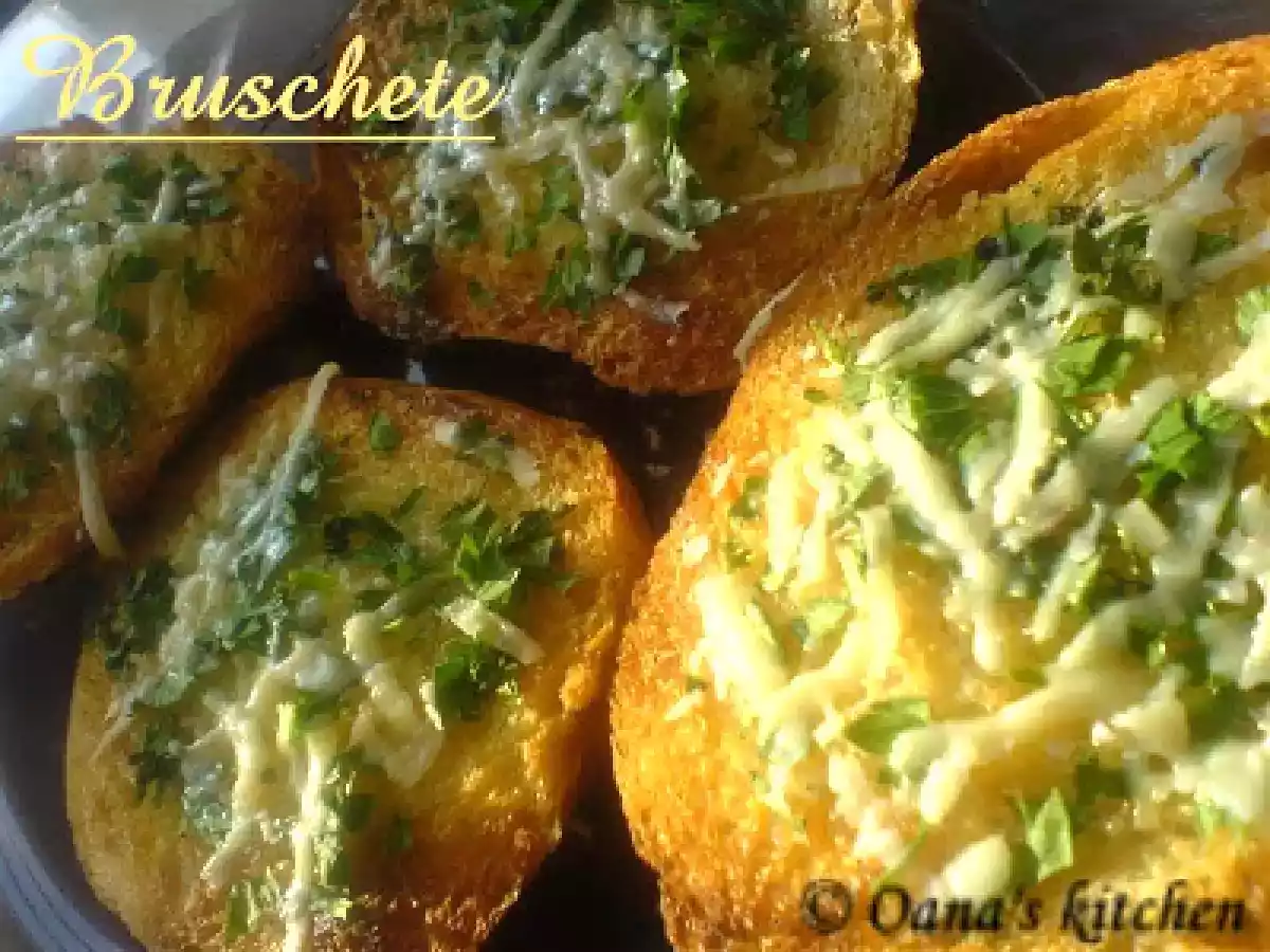 BRUSCHETE CU PATRUNJEL SI PARMEGIANO